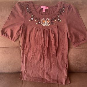 Brown shirt with butterfly